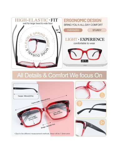 Gafas de Lectura MARE AZZURO 3.00 Mujeres Retro Cuadradas