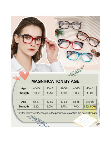 Gafas de Lectura MARE AZZURO 3.00 Mujeres Retro Cuadradas