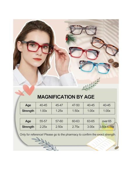 Gafas de Lectura MARE AZZURO 3.00 Mujeres Retro Cuadradas