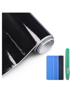 Vinilo Automotriz Negro Brillante Lypumso 0.3m x 3m con Kit