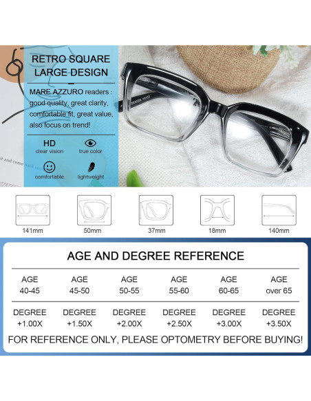 Gafas de Lectura MARE AZZURO Cuadradas 2.25 Mujeres Gafas de Lectura MARE AZZURO Cuadradas 2.25 Mujeres