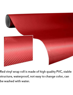 Vinilo Envoltura de Coche Fibra de Carbono Roja 127x30cm WenMei 2