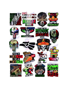 20 Calcomanías Mexicanas NTICKER - Vinilo Resistente UV 5.08 cm