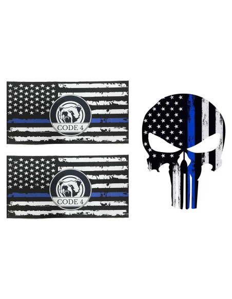 Calcomanías para Auto 3pcs ColisPar Línea Azul y Calavera