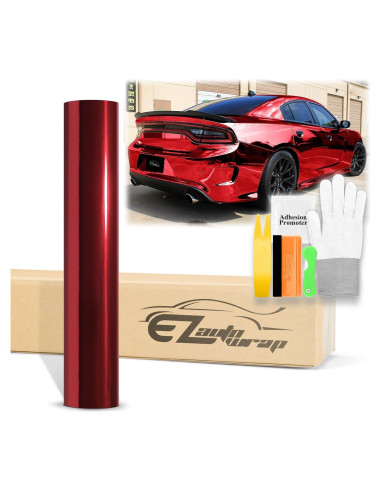 Vinilo Adhesivo EZAUTO WRAP 24x60" Rojo con Herramientas