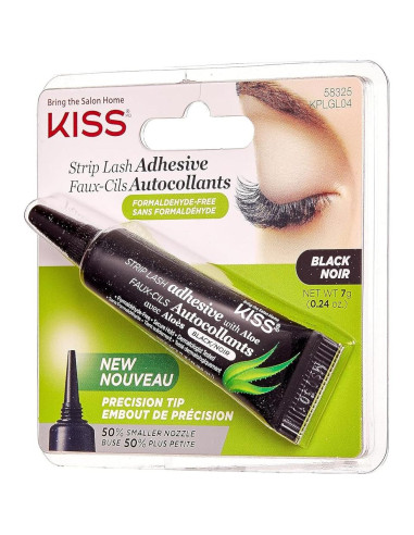 Adhesivo para Pestañas Negras Kiss con Aloe 7.1g Libre de Formaldehído