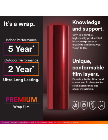 Vinilo Adhesivo EZAUTO WRAP 24x60" Rojo con Herramientas