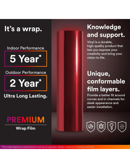 Vinilo Adhesivo EZAUTO WRAP 24x60" Rojo con Herramientas