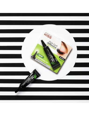 Adhesivo para Pestañas Negras Kiss con Aloe 7.1g Libre de Formaldehído