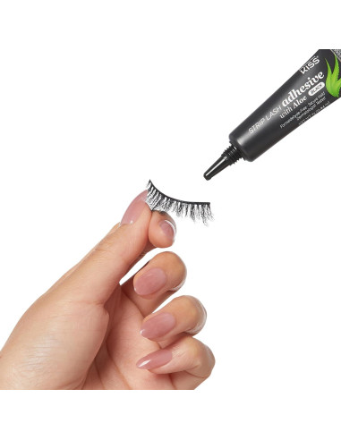 Adhesivo para Pestañas Negras Kiss con Aloe 7.1g Libre de Formaldehído
