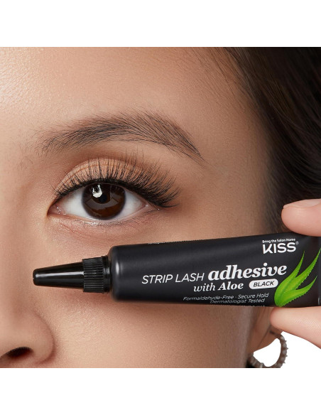 Adhesivo para Pestañas Negras Kiss con Aloe 7.1g Libre de Formaldehído