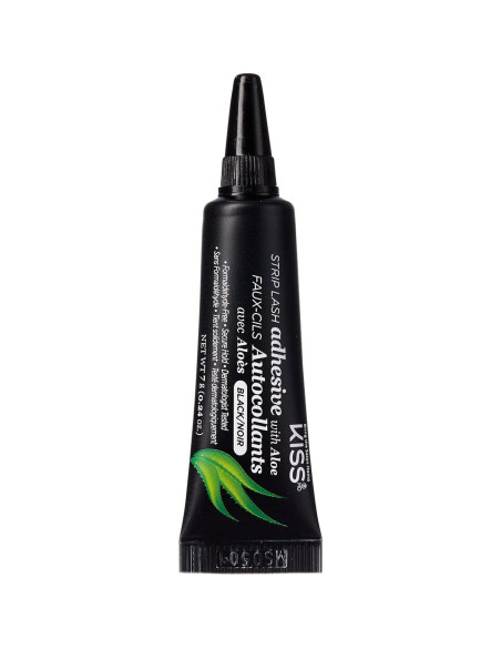 Adhesivo para Pestañas Negras Kiss con Aloe 7.1g Libre de Formaldehído