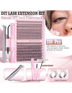Kit de Extensión de Pestañas DIY FANXITON 280 Pcs 8-16mm 2