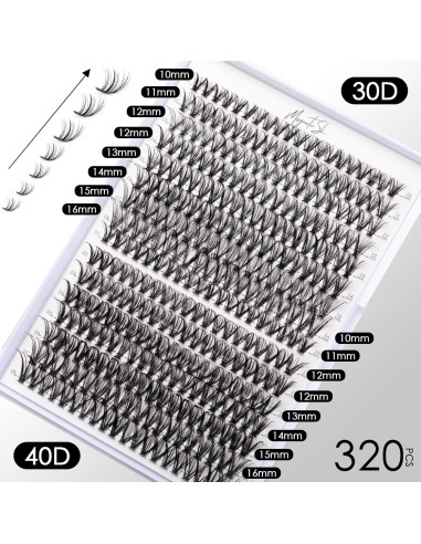 Kit de Extensiones de Pestañas 320pcs SL 30D 40D Adhesivo y Sellador