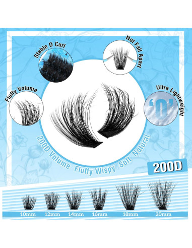 Kit de Extensiones de Pestañas Yawamica 200D 10-20mm DIY