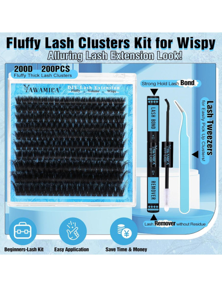 Kit de Extensiones de Pestañas Yawamica 200D 10-20mm DIY