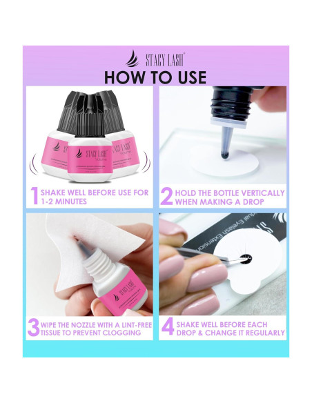Pegamento para Pestañas Stacy Lash 5ml - Secado Rápido 3-4s