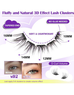 Kit de Pestañas Autoadhesivas JoMay 48PCS 10-16mm DIY 2