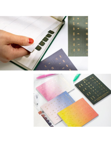 10 Hojas Pestañas Adhesivas Mensuales Etncy Life Coloridas