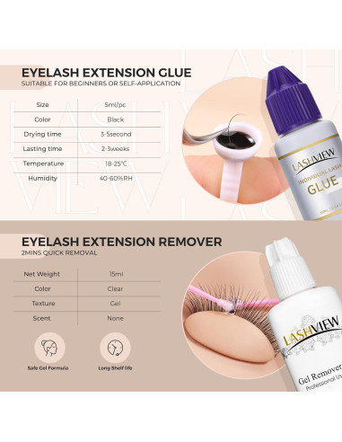 Kit de Extensión de Pestañas LASHVIEW 338pcs para Principiantes