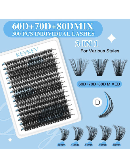 Kit de Extensión de Pestañas KevKev 300 Piezas con Adhesivo Kit de Extensión de Pestañas KevKev 300 Piezas con Adhesivo