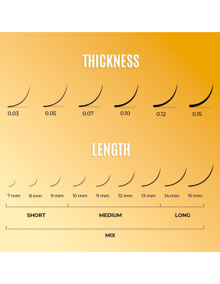 Pestañas Individuales Stacy Lash C Curl 0.05mm 12mm - 16 Filas