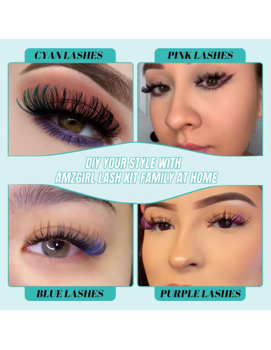 Kit de Extensión de Pestañas 320Pcs AMZGIRL 9-16mm Colorido