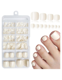 240 Uñas Postizas Cortas para Dedos de los Pies Lifextol - Blancas