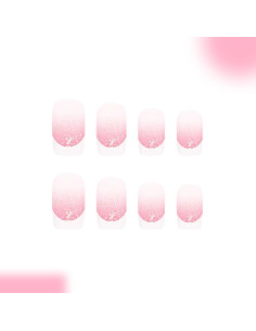 Uñas Postizas Cortas Cuadradas Ombre Glitter Puyokinm 24 Pcs 2