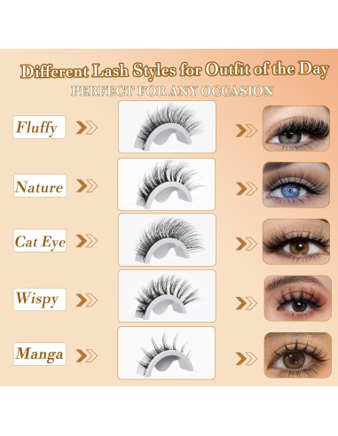 5 Pares de Pestañas Postizas Autoadhesivas Anforlin - 5 Estilos
