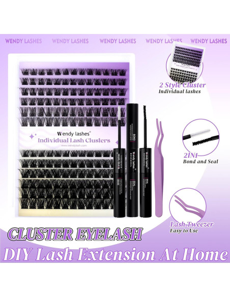 Kit de Extensión de Pestañas DIY Wendy Lashes 12-16mm Natural/Volumen Kit de Extensión de Pestañas DIY Wendy Lashes 12-16mm Natural/Volumen