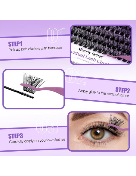 Kit de Extensión de Pestañas DIY Wendy Lashes 12-16mm Natural/Volumen Kit de Extensión de Pestañas DIY Wendy Lashes 12-16mm Natural/Volumen