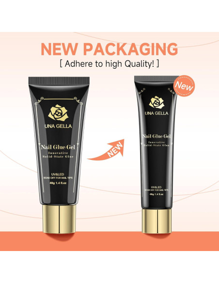 Gel Adhesivo para Uñas UNA GELLA 40ml Tips de Gel Sólido