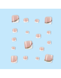 24 Uñas Postizas para Dedos de los Pies ASONRL Rosa Francesa 2