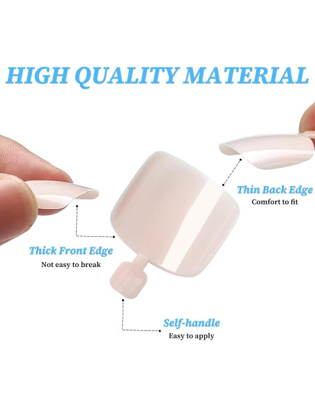 120 Uñas Postizas Cortas Rosa Lifextol con Adhesivos