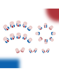 24 Uñas Falsas Patrióticas RIICFDD 4 de Julio Cortas 2