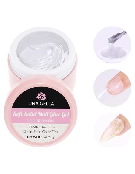 Pegamento Sólido para Uñas UNA GELLA 15g - Adhesivo Fuerte UV