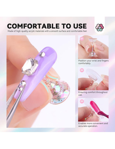 Soporte de Uñas Saviland Magnético 3 Pcs Rosa para Uñas Postizas