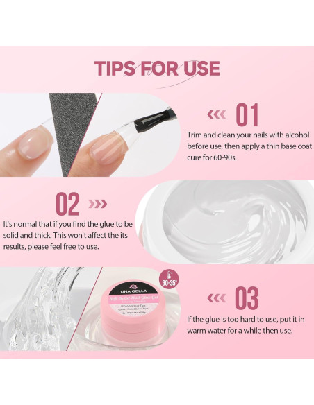 Pegamento Sólido para Uñas UNA GELLA 15g - Adhesivo Fuerte UV