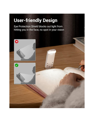 Luz de Lectura DEWENWILS Recargable USB con Clip 2 Niveles