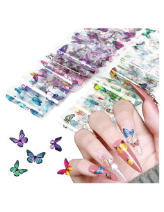 Calcomanías de Foil para Uñas TBRZTR - 10 Hojas Mariposa