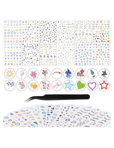 12 Hojas de Pegatinas de Uñas Kikonoke Florales y Kawaii