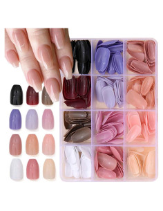 288 Uñas Postizas en Forma de Ataúd KASOICRA - 12 Colores