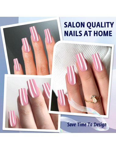 120 Uñas Postizas Acrílicas Medianas Rosa Jelly Bellelfin