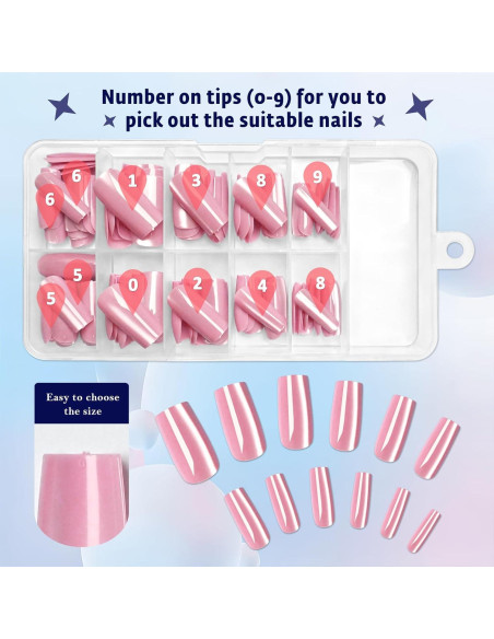 120 Uñas Postizas Acrílicas Medianas Rosa Jelly Bellelfin