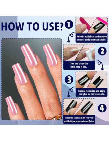 120 Uñas Postizas Acrílicas Medianas Rosa Jelly Bellelfin