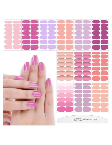 12 Hojas Stickers de Uñas Rosa YECIRALA 168 Pcs Autoadhesivos