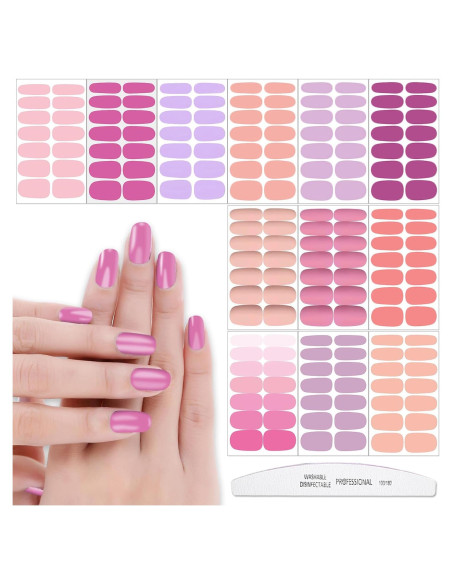 12 Hojas Stickers de Uñas Rosa YECIRALA 168 Pcs Autoadhesivos