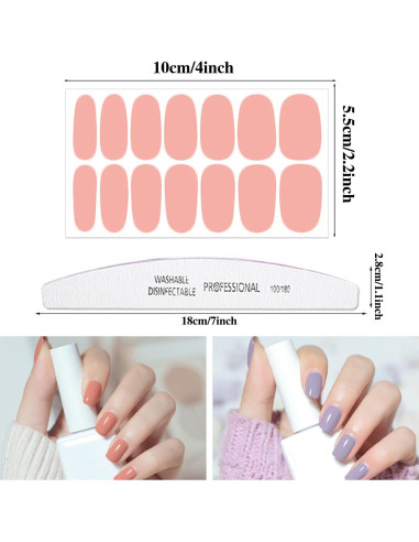 12 Hojas Stickers de Uñas Rosa YECIRALA 168 Pcs Autoadhesivos