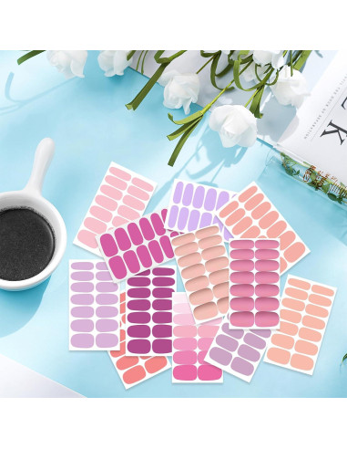 12 Hojas Stickers de Uñas Rosa YECIRALA 168 Pcs Autoadhesivos